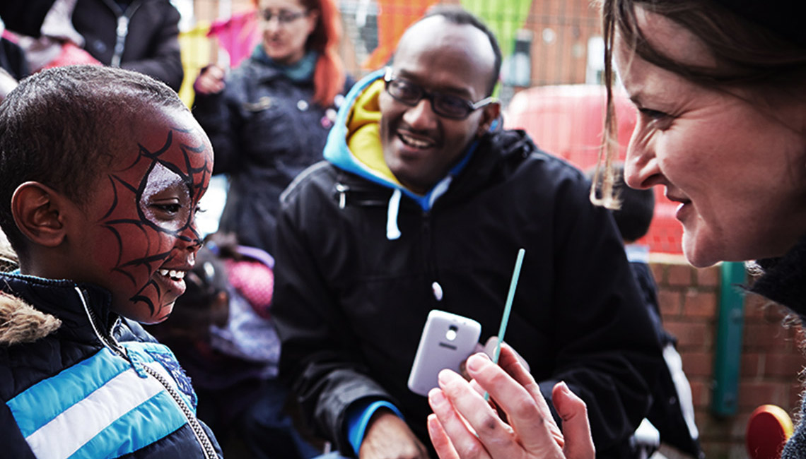 Face painting at a community event