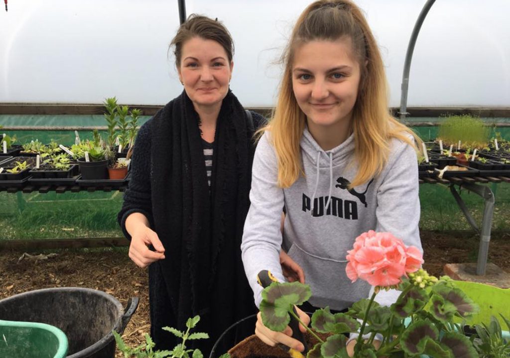 Residents growing food in the community farm