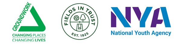 Groundwork, Fields in Trust and NYA logos