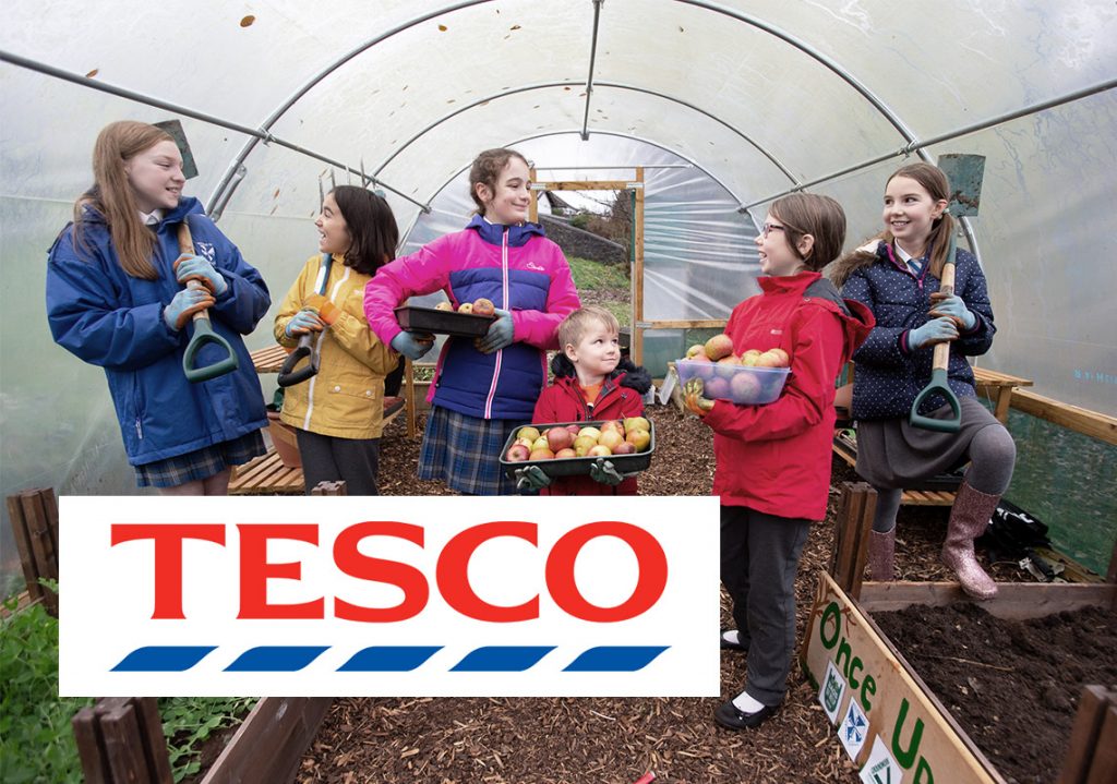 Community members at project funded by Tesco Bags of Help