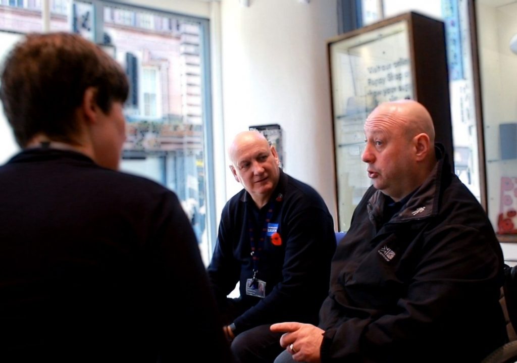 Terry Morley speaking to veterans