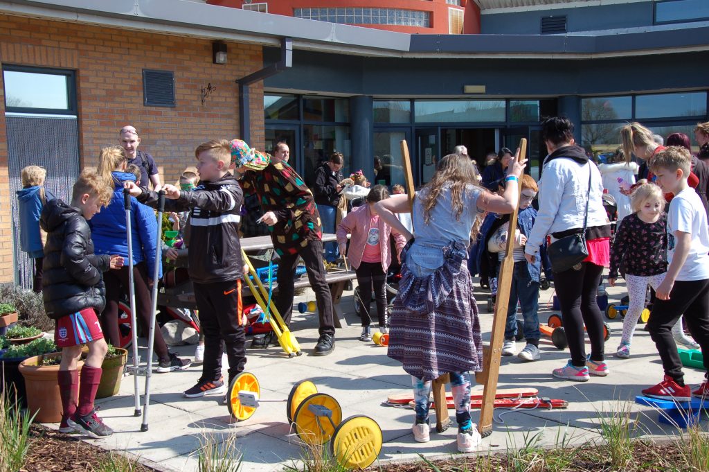 Children and parents during activity day