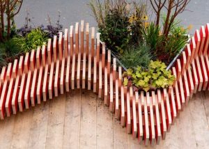 Curved red and white Parklet London