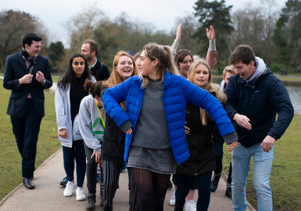 A group of young people walking together