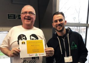 Volunteer Mick and Groundwork Community Enabler Jamie at the Fancy a Brew project