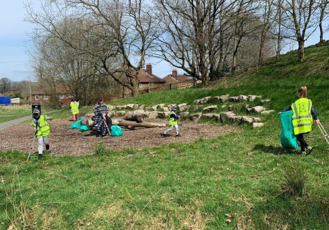 Young people litter picking