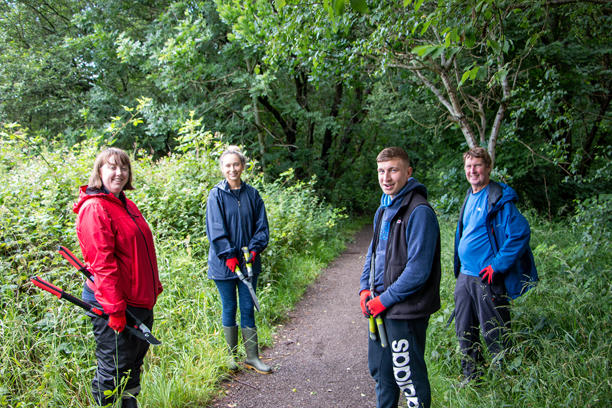 A group of volunteers outdoors