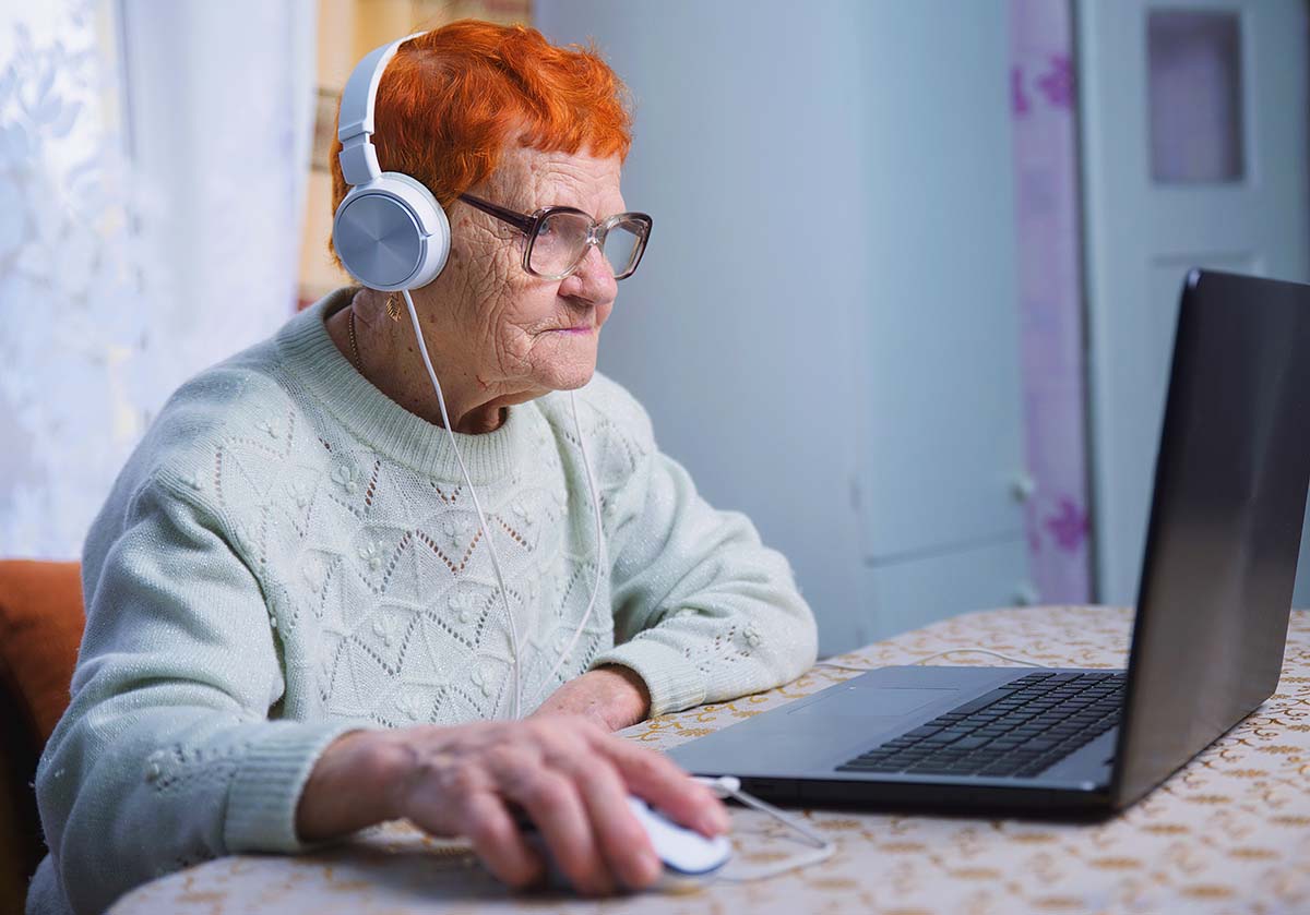 Older person using laptop