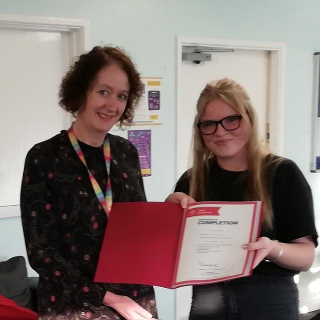 Shannah and her TEAM Programme certificate