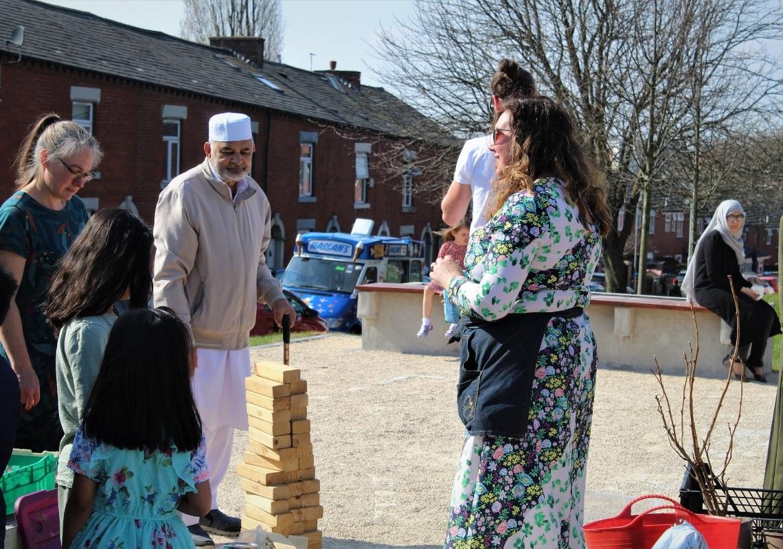 Community enjoying the new space