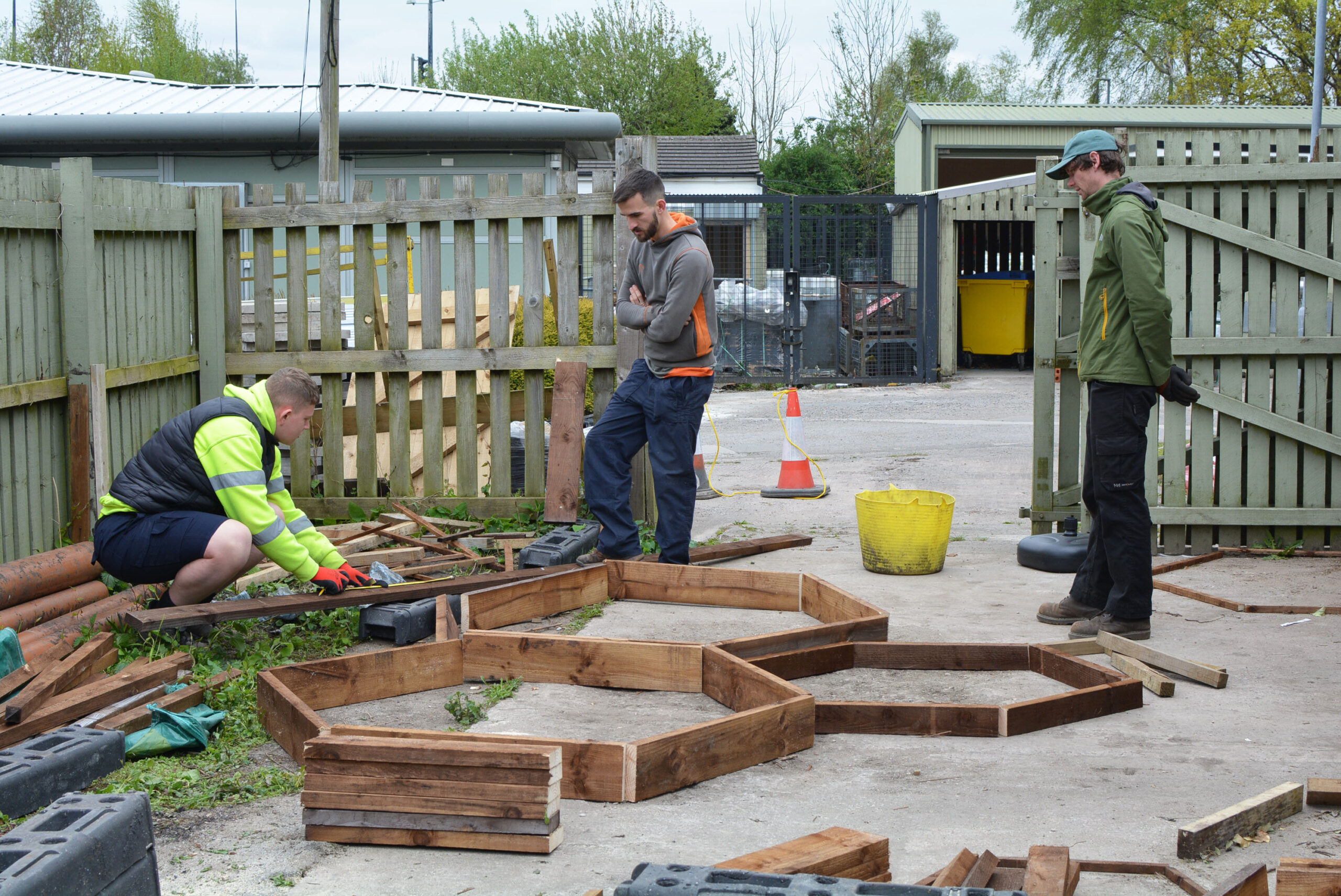 Team creating the Manchester Flower Show display