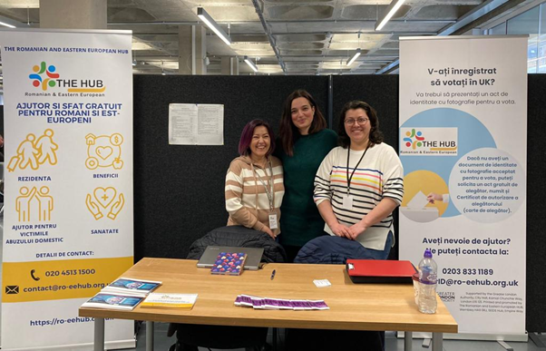 The Romanian and Eastern European Hub Voter ID information stall at the Romanian Consulate