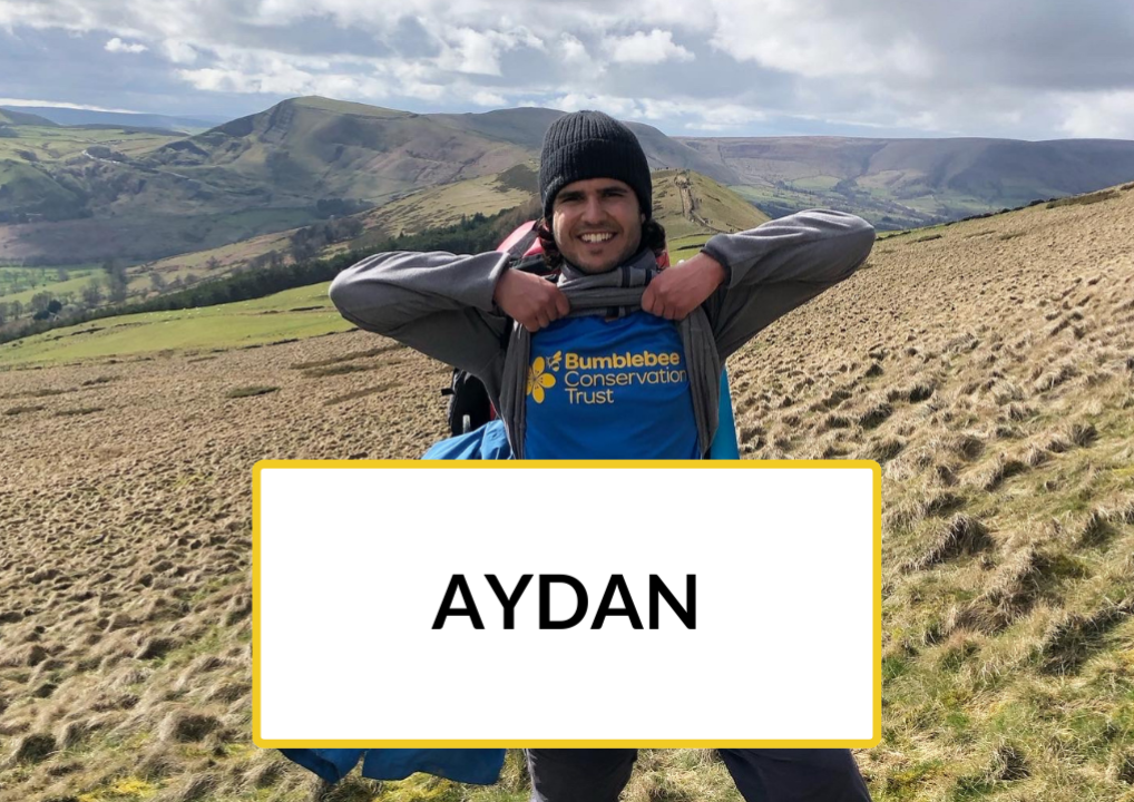 New to Nature Trainee Aydan stands on a hill in a natural green landscape