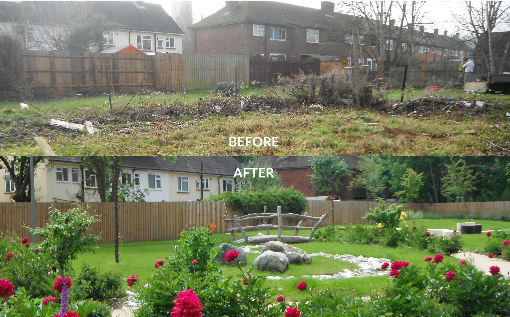 Before and After our Landscape Architect team worked on a site