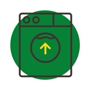 Illustration shows a washing machine with a full load.
Change your washing machine setting