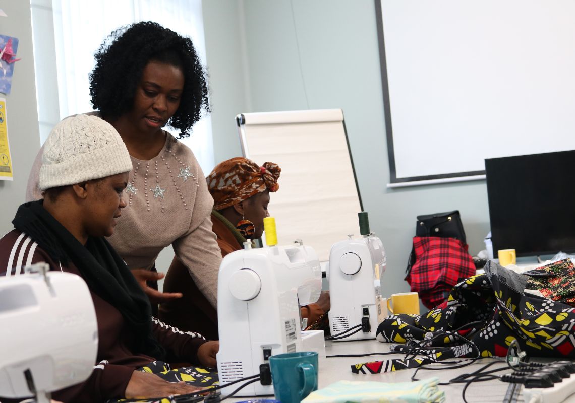 Valery running sewing sessions as part of In Our Nature