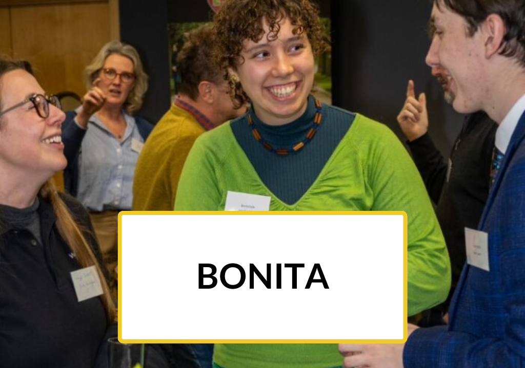 Bonita, a new to nature trainee, socialising at a Tree Equity event in London.