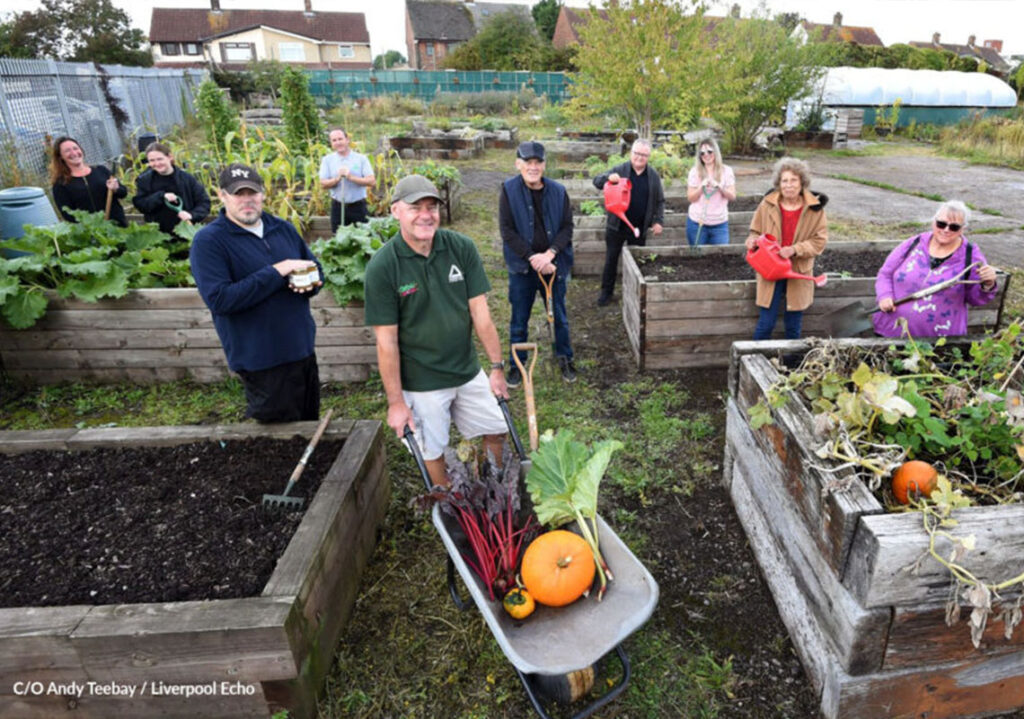 Volunteers and staff in the Grow Speke garden