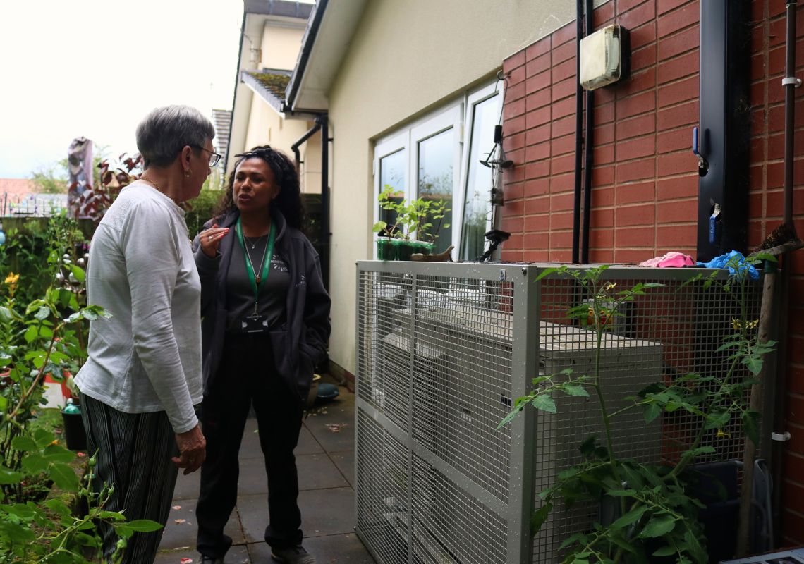 Dorothy and Shammy with the new heat pump