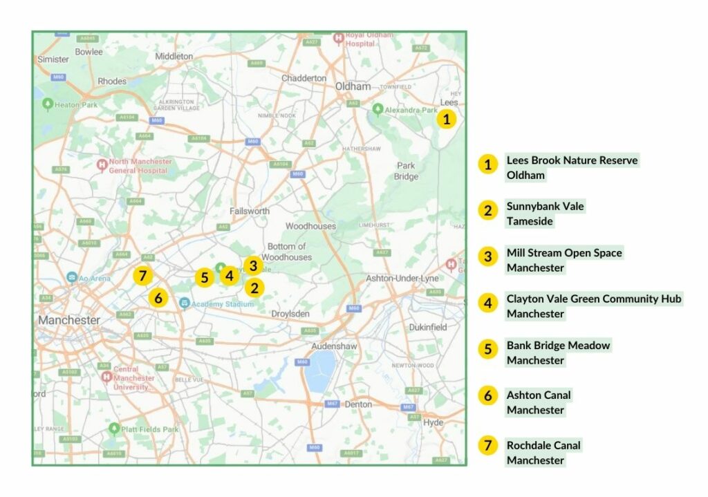 A map of sites in the Medlock Valley