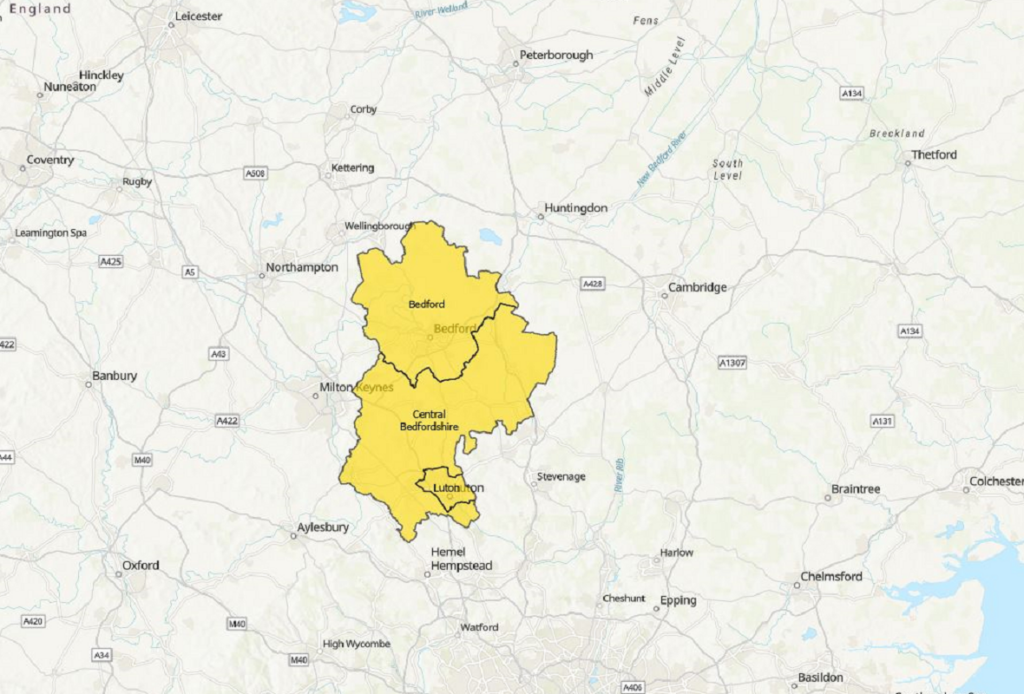 Bedfordshire County Map