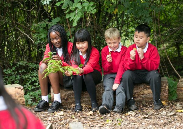 school kids on a nature day out