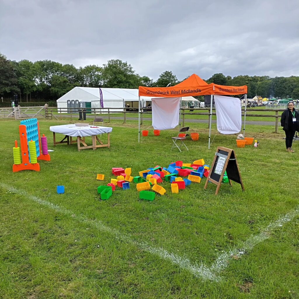 range of play activities in a field