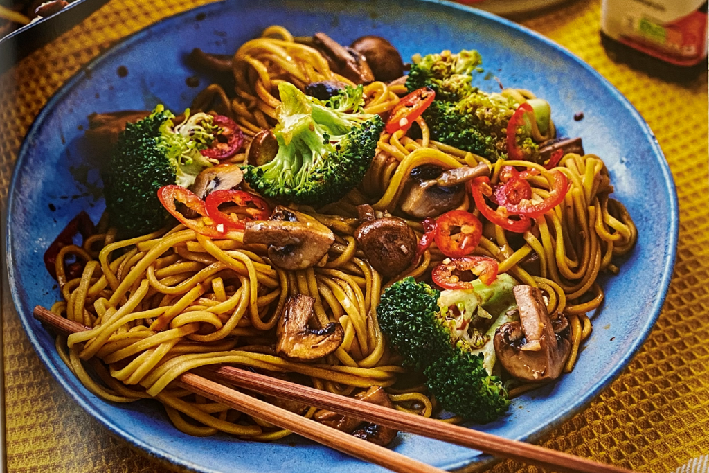 Mushroom and broccoli stir fry