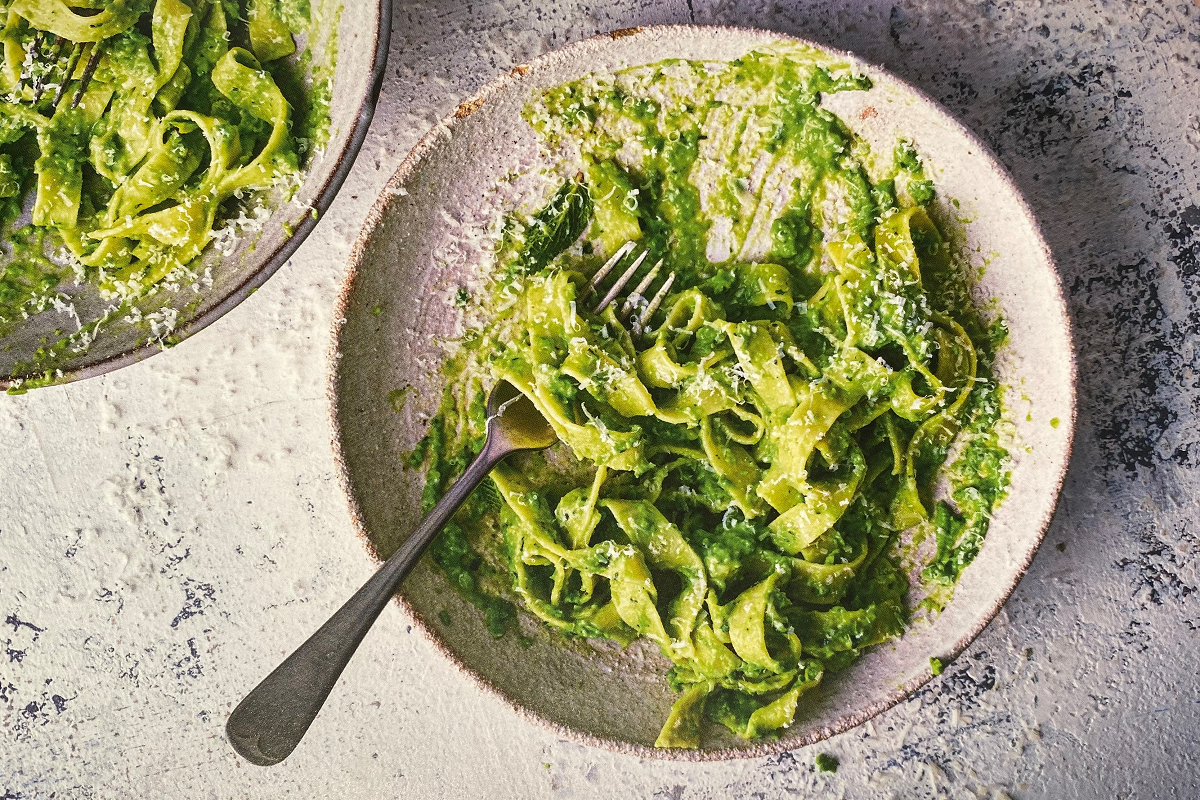 Pea and mint tagliatelle
