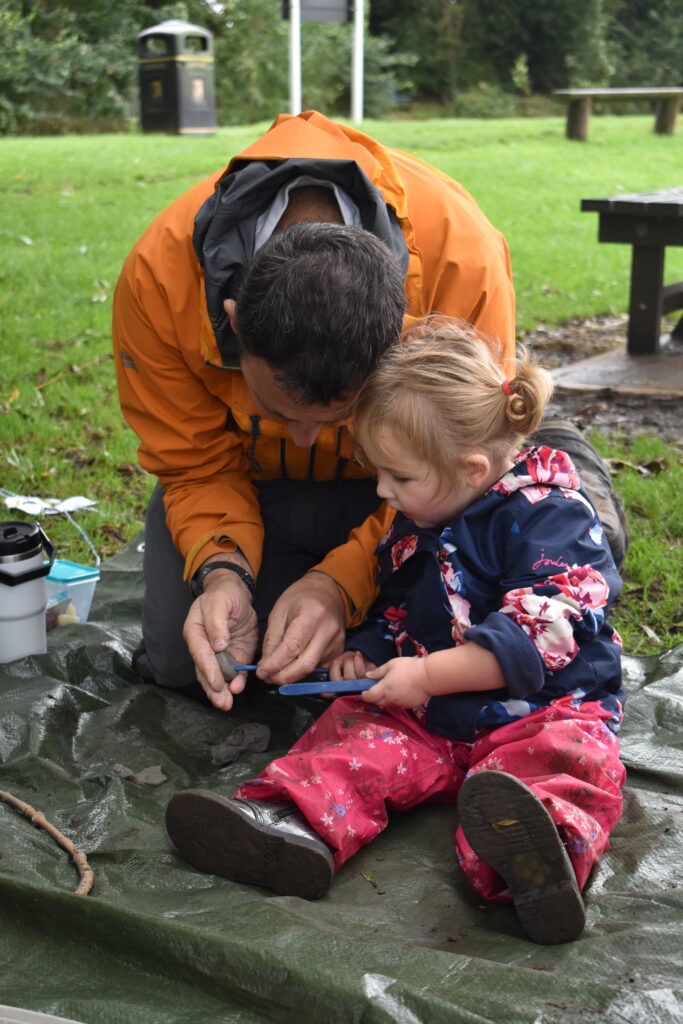 Support Wellies in the Woods: A young child and parent in nature