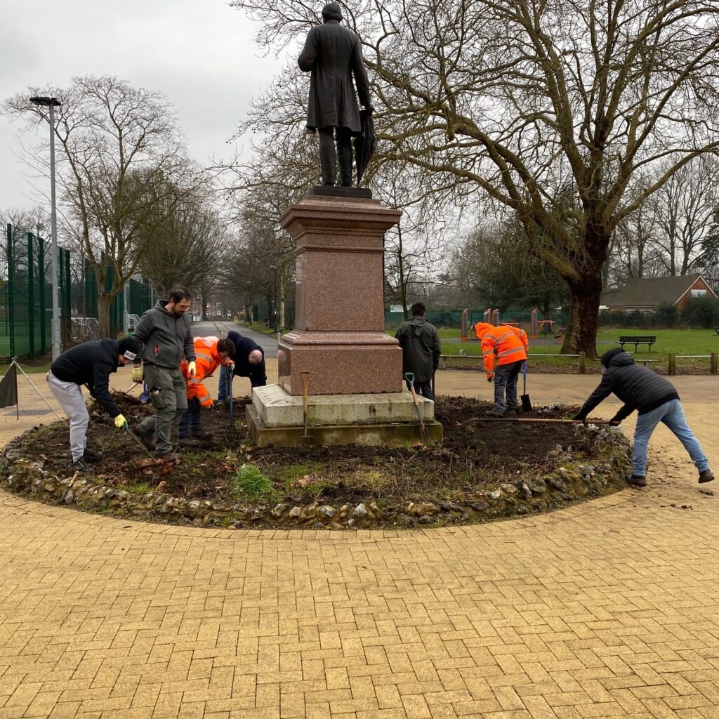 clearing flowerbed Palmer Park