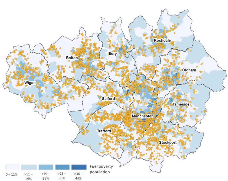 Retrofit results map for Greater Manchester