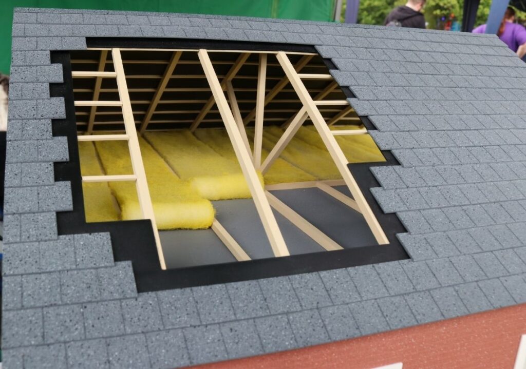 Loft insulation on the model home