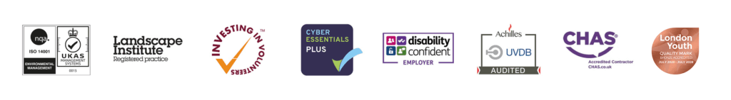 logo lock up of accreditations by Groundwork London 2025