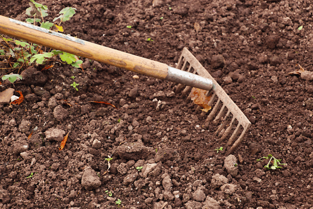 Raking soil