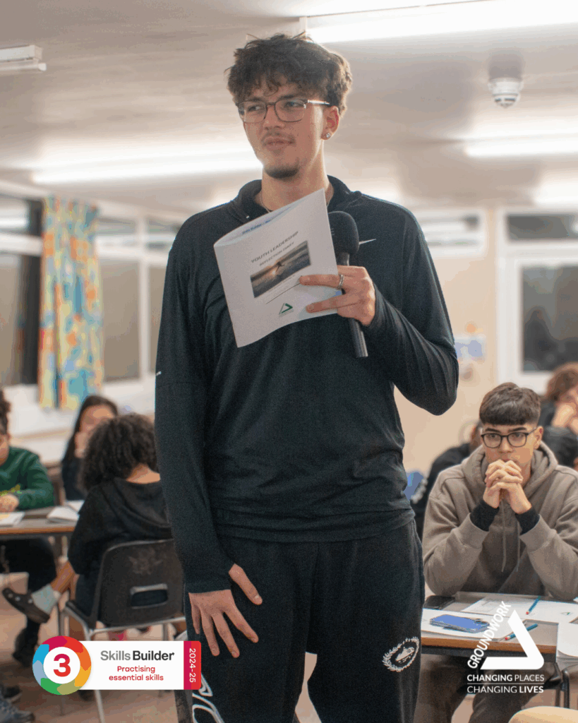 Student during workshop session at the youth leadership programme's residential with Groundwork London