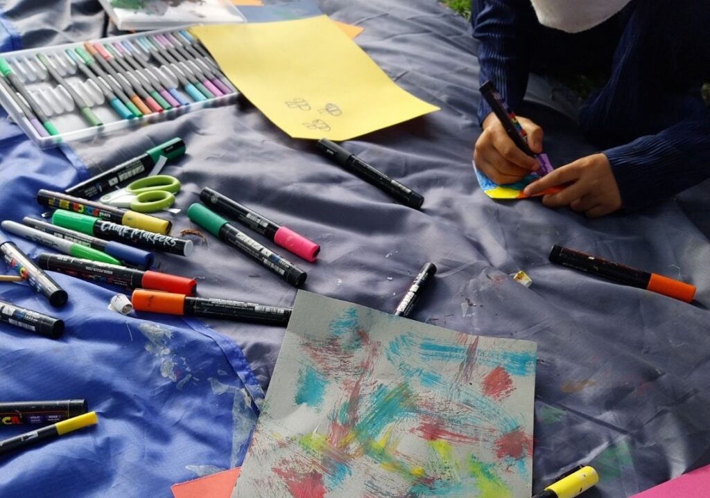 Young person doing crafts