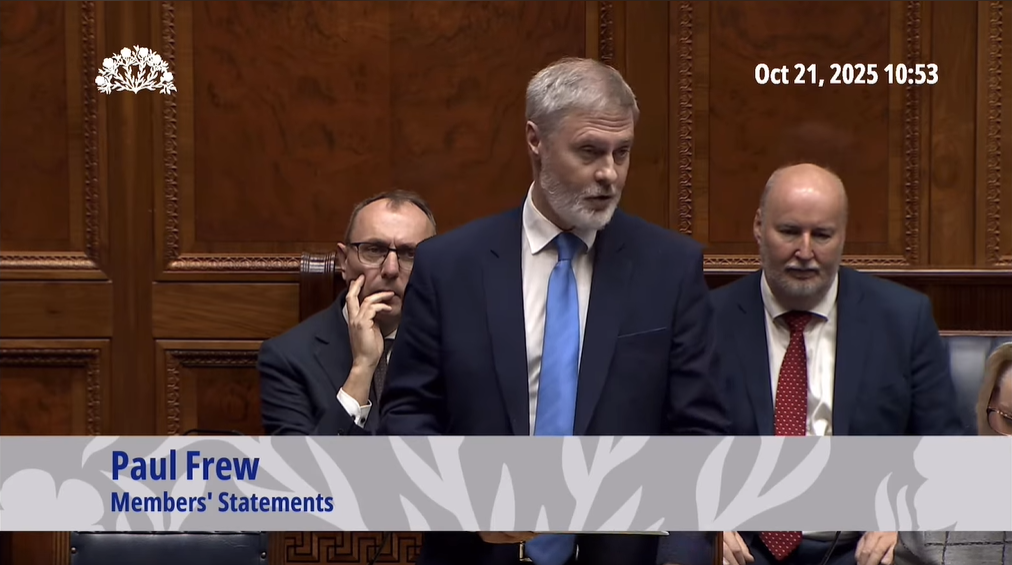 Paul Frew making a Member's Statement in Stormont