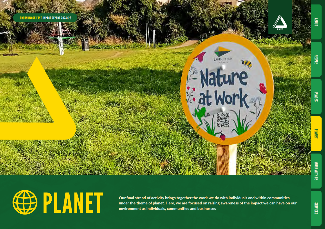 Play park with a nature at work sign