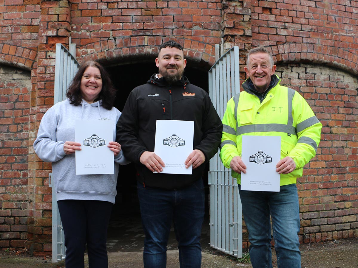 Caroline Platt, Paul Gauchwin and John Tabern outside the entrance to the No. 7 Bottle Shop where Cannington Shaw Community Shed  will be located.