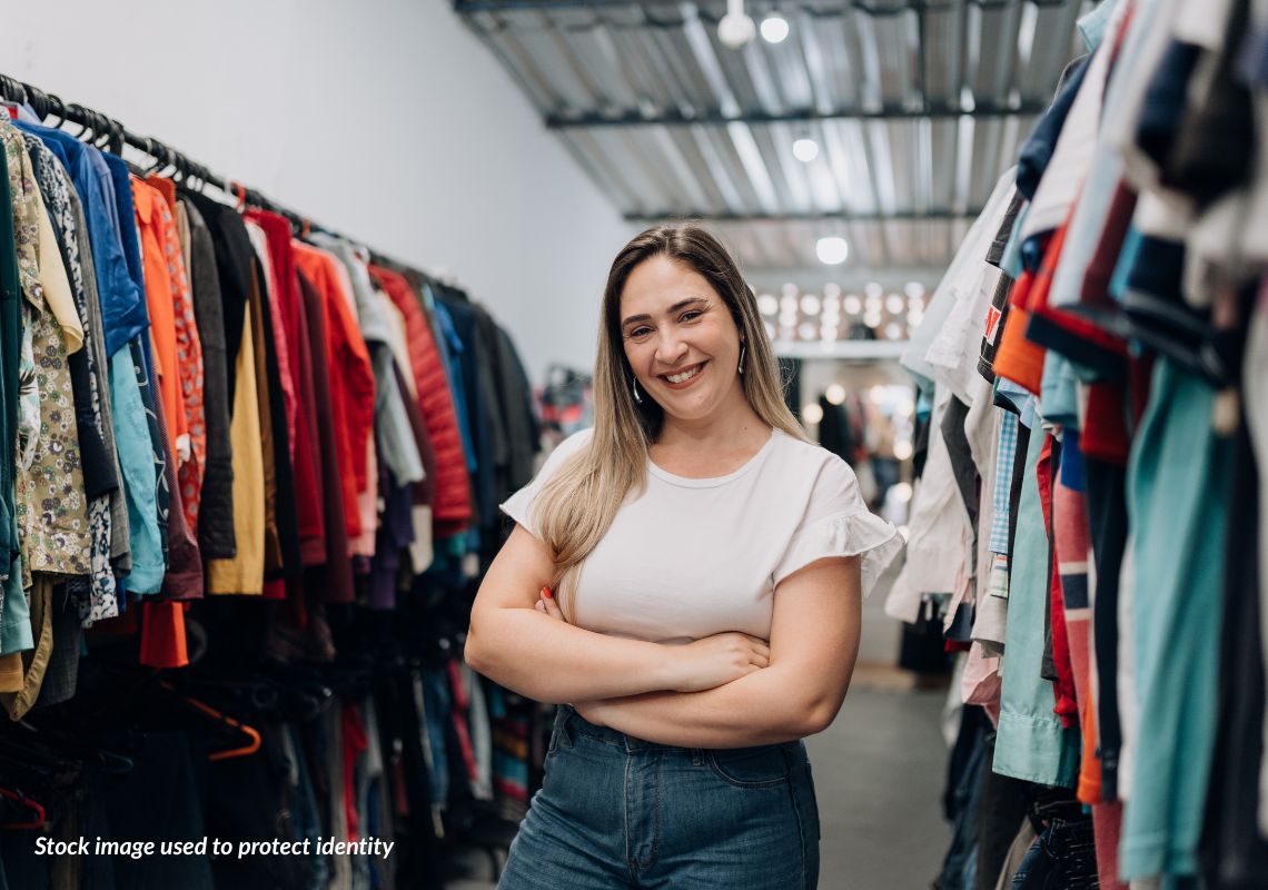 Stock image of woman in clothes shop