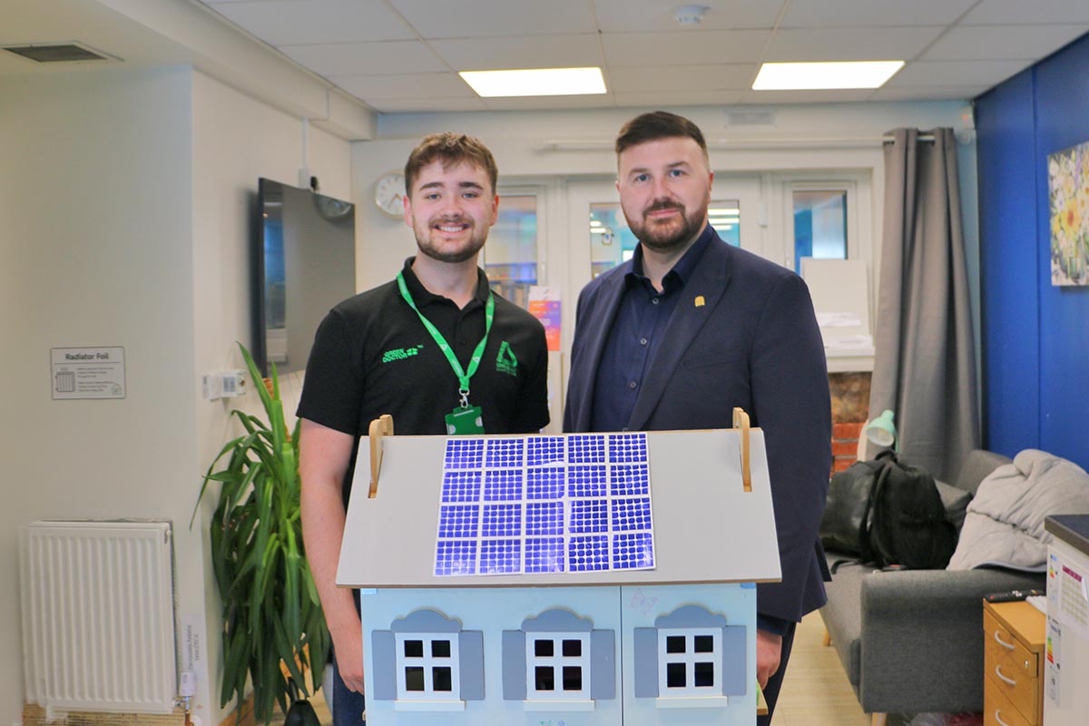 Green Doctor Trainee Luke Hollowell with Chris Webb MP.
