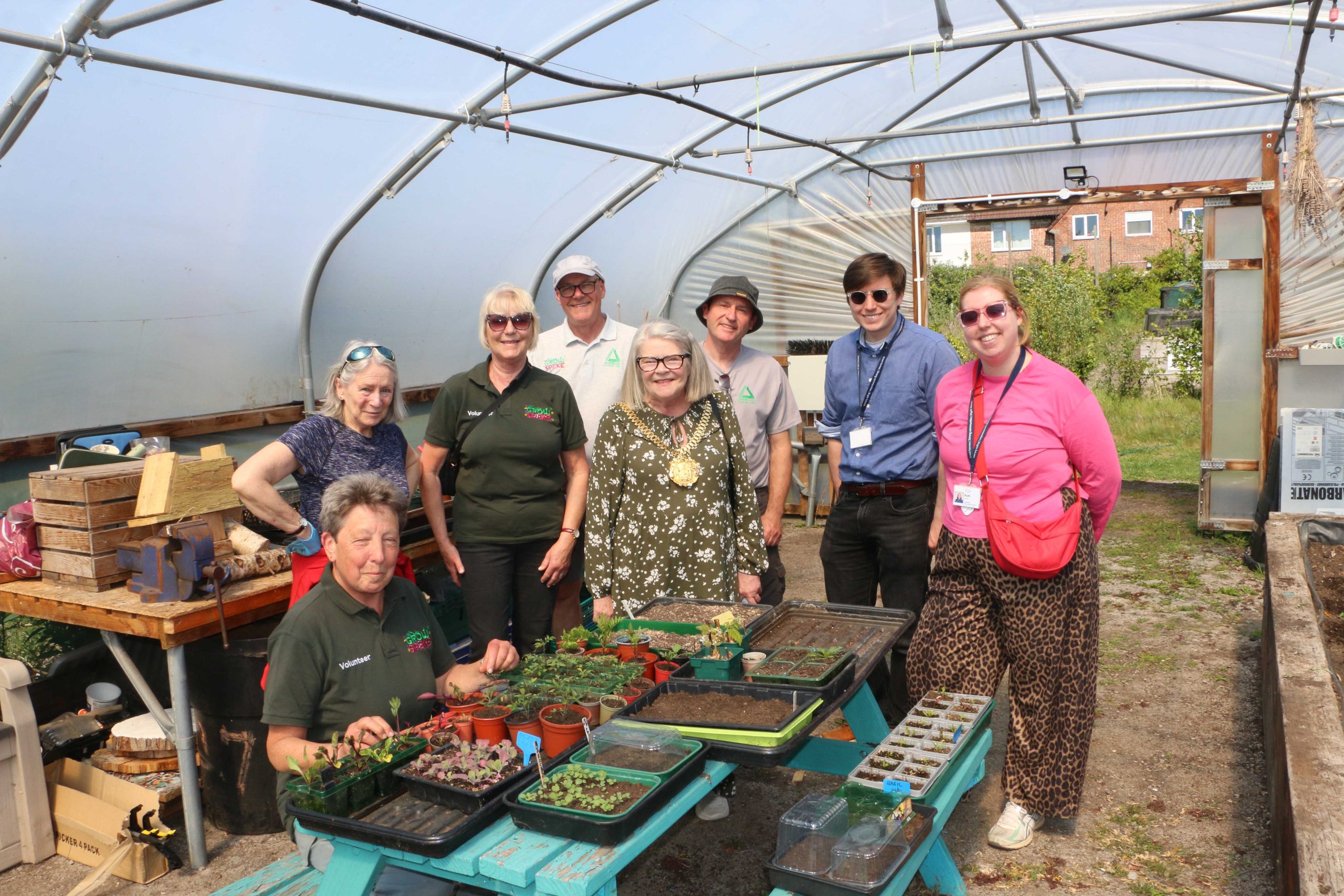 Lord Mayor of Liverpool with Grow Speke staff and volunteers.