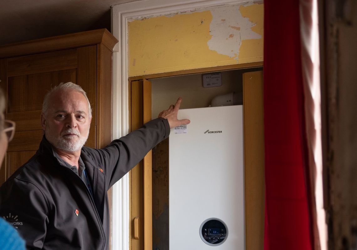 Alan explaining how a boiler works