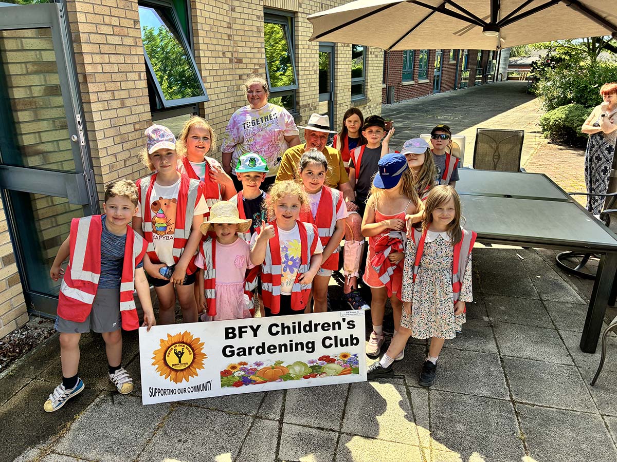 Young gardeners who have benefitted from Tesco community grant.