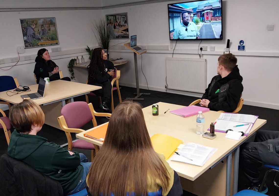 Participants watching videos are retrofit