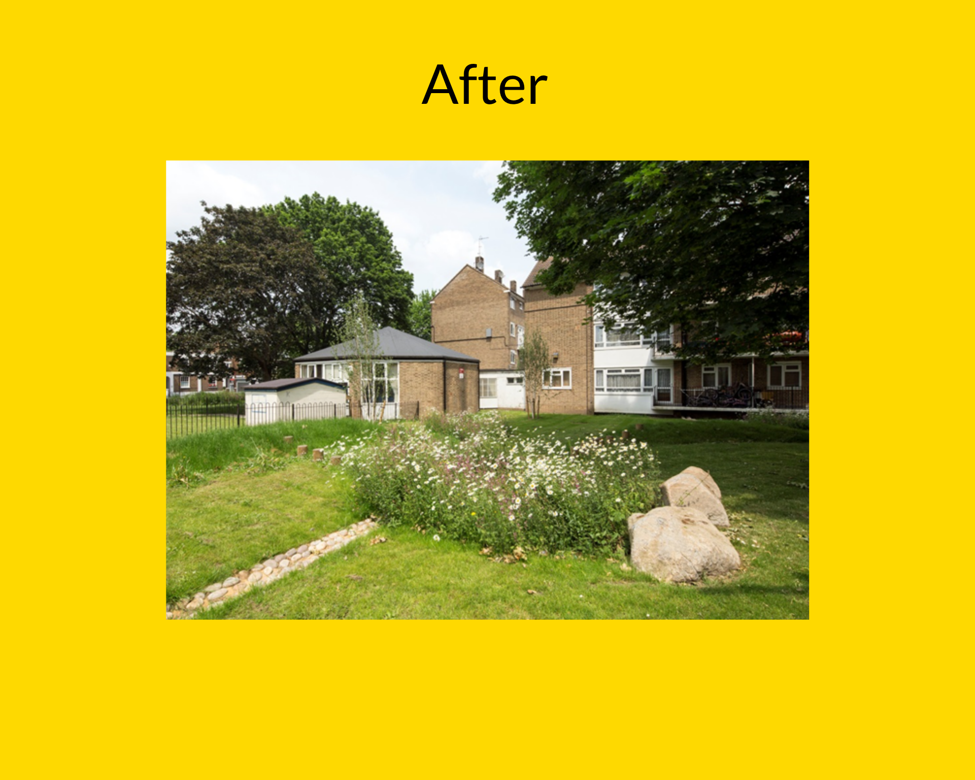 Queen Caroline Estate improvements after SuDs Retrofit by Groundwork London