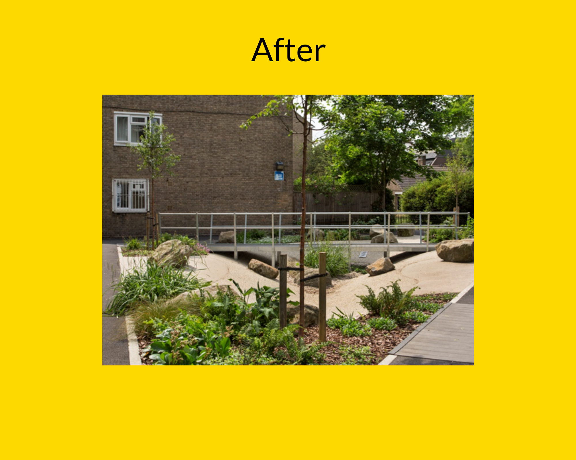 Queen Caroline Estate improvements after SuDs Retrofit by Groundwork London