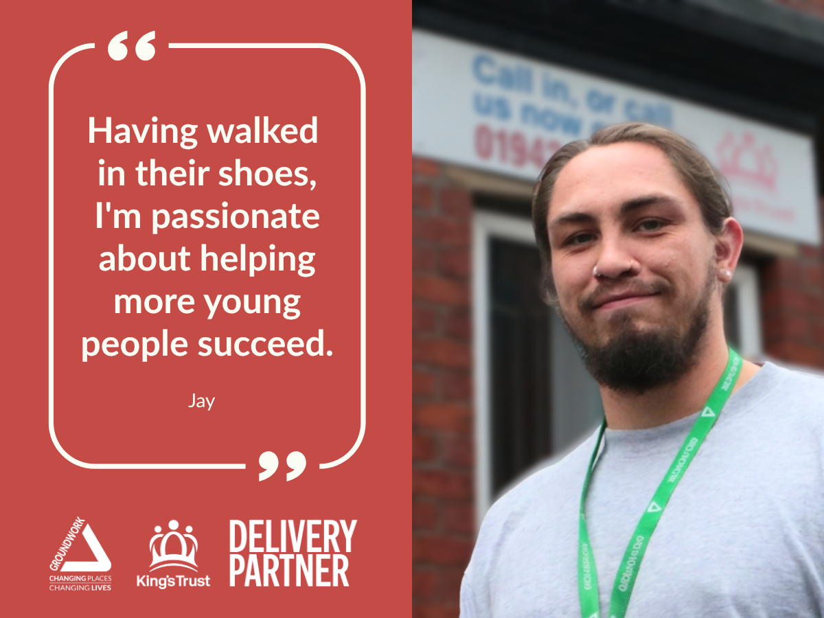 Jay with quote saying 'Having walked in their shoes, I'm passionate about helping more young people succeed.'