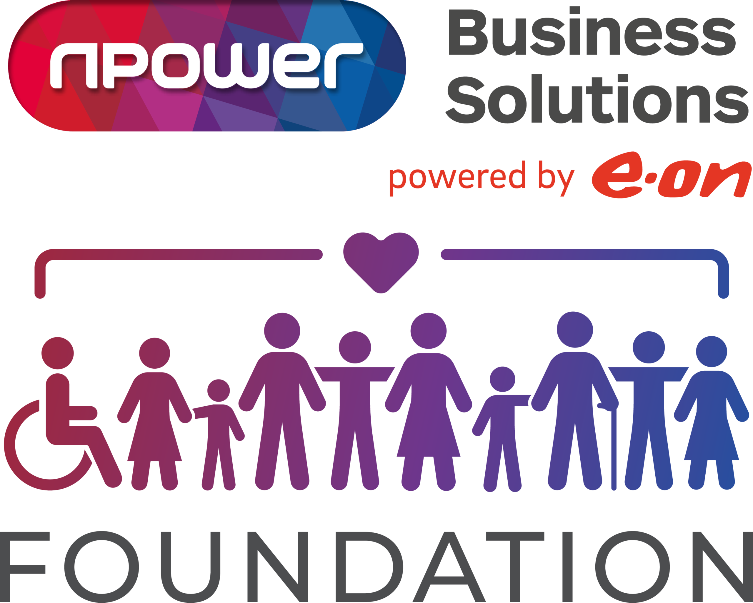Logo in pink, red, blue, purple, black and red for nPower Business Solutions Foundation.